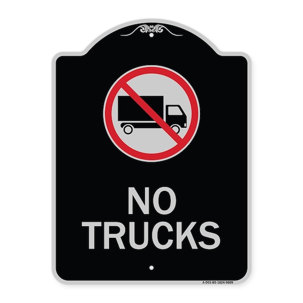 Designer Series-No Trucks With Graphic Black & Silver Heavy-Gauge Aluminum, 24" x 18", BS-1824-9809